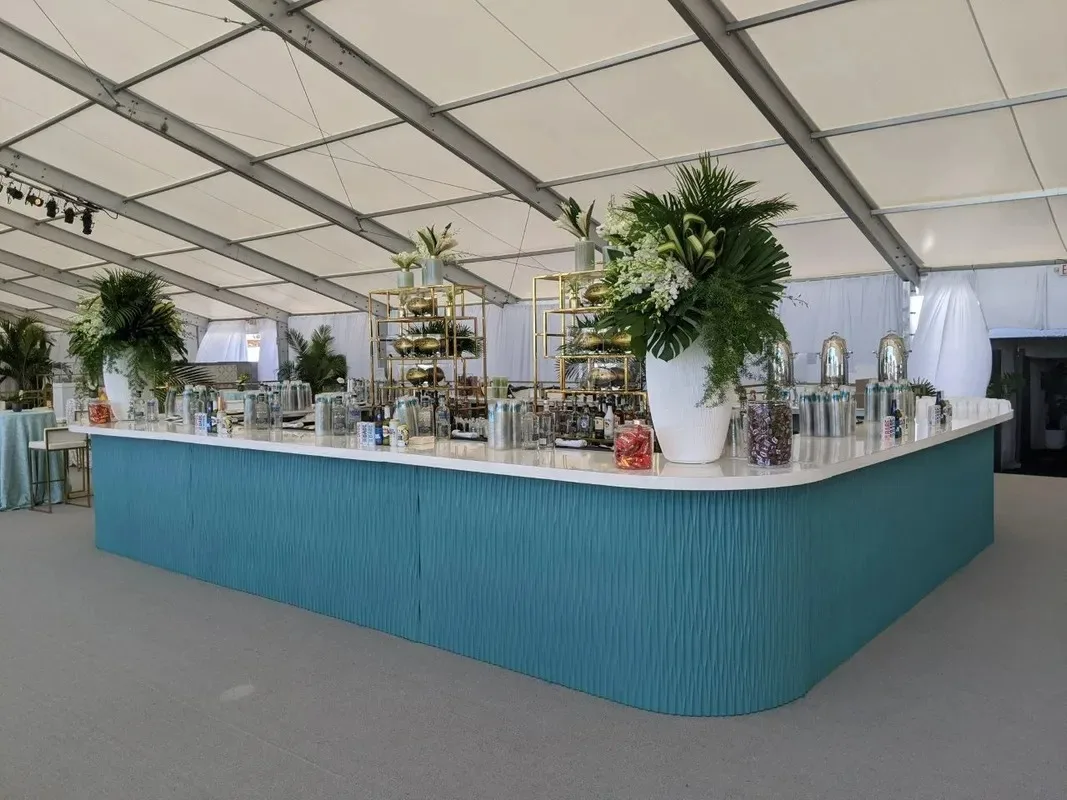 Matte Teal Wave Bar 23_x23_ Matte Teal Wave Center Bar w_ White Tops in Pompano Beach, Florida
