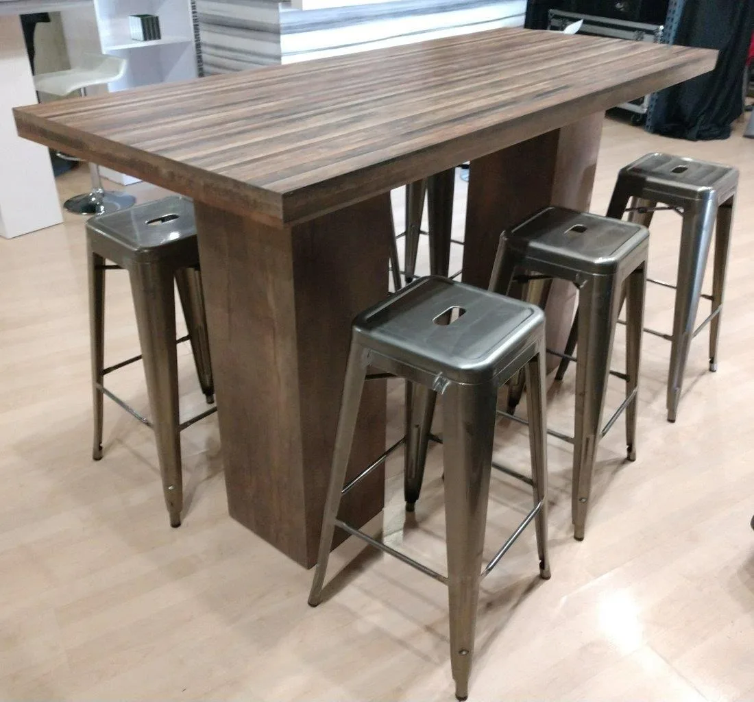 Plank Wood Communal High Top Wood Base 72_W x 30_D x 42_H in Pompano Beach, Florida_