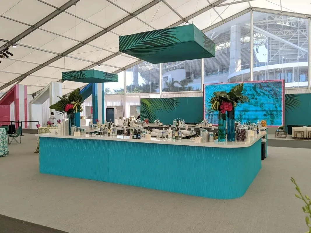 Teal Glossy Wave Bar 23'x23' Teal Glossy Wave Center Bar w_ White Tops in Pompano Beach, Florida